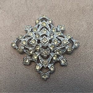 Vintage Sarah Coventry Crystal Statement Brooch in Silver
